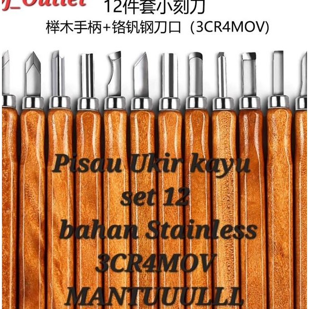 

Pisau Ukir Pahat Kayu 12 In 1 Wood Carving Art Knife Bahan Stainless Steel Type 3Cr4Mov
