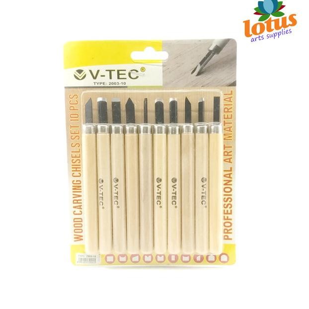 

V-Tec Alat Pahat Kayu / Wood Carving Tool / Pisau Ukir Set 10