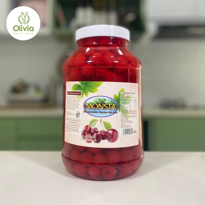 

Red Maraschino Cherries / Cherry Merah Tangkai 4.25Kg Promo