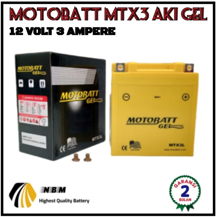 Aki Motor RX KING/NINJA R 150 Motobatt MTX3L Aki Gel Original