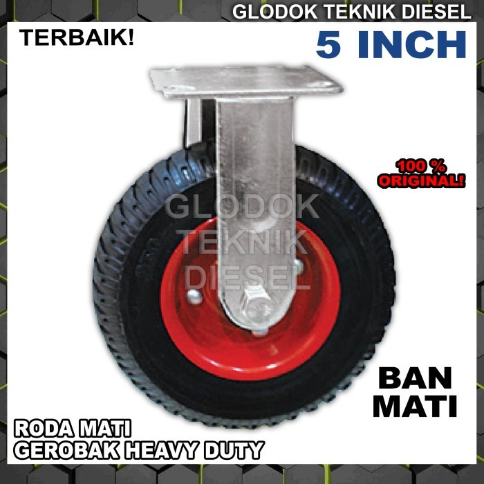 Roda Karet Mati HEAVY DUTY Trolley Troli 5" Inch Gerobak BAN MATI HD