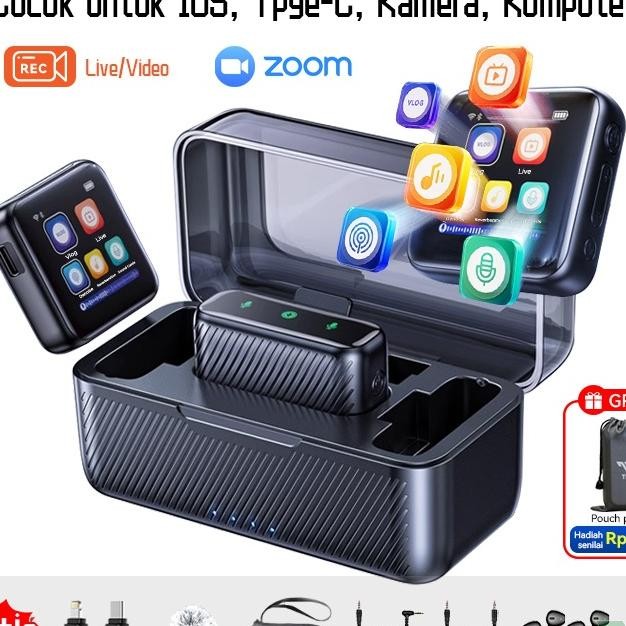 Tnw N15 Wireless Crophone Clip On C Hp Dan Kamera Lavalier Krofon Untuk Vlog Tiktok Youtube