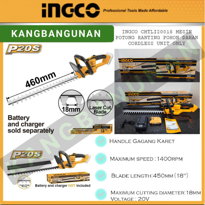 Termurah P20S Hedge Trimmer (18") Ingco Chtli20018 Mesin Pangkas Potong Dahan