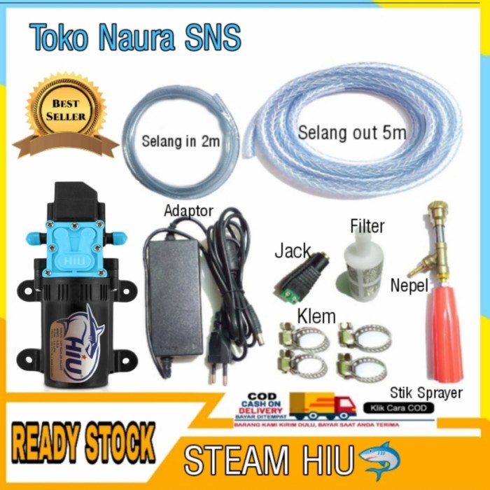 Terlaris Dinamo Pompa Hiu 12V / Set Alat Cuci Steam Motor / Steam Sprayer