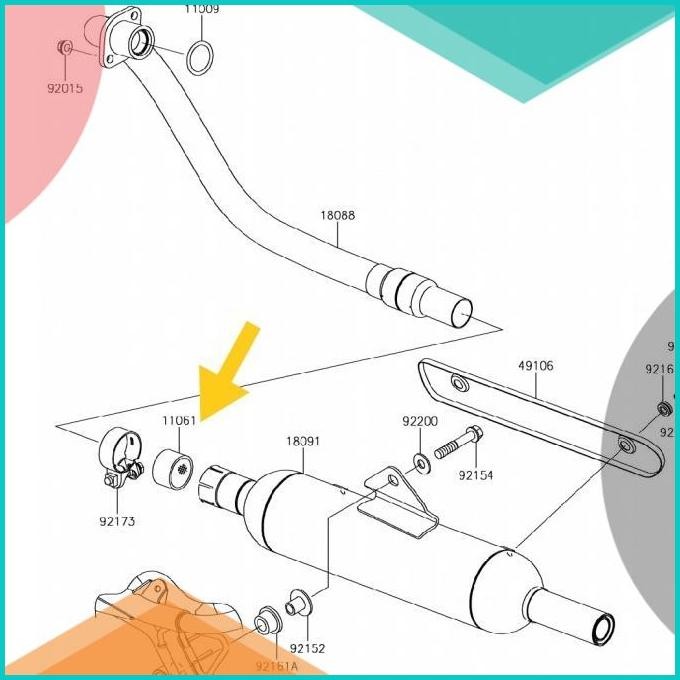 Gasket exhaust pipe w175 paking tengah knalpot w175 Original  140BZ4