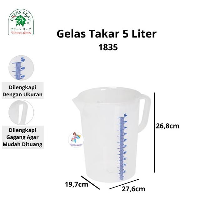  Green Leaf Gelas Ukur / Takar 5 Liter 1835