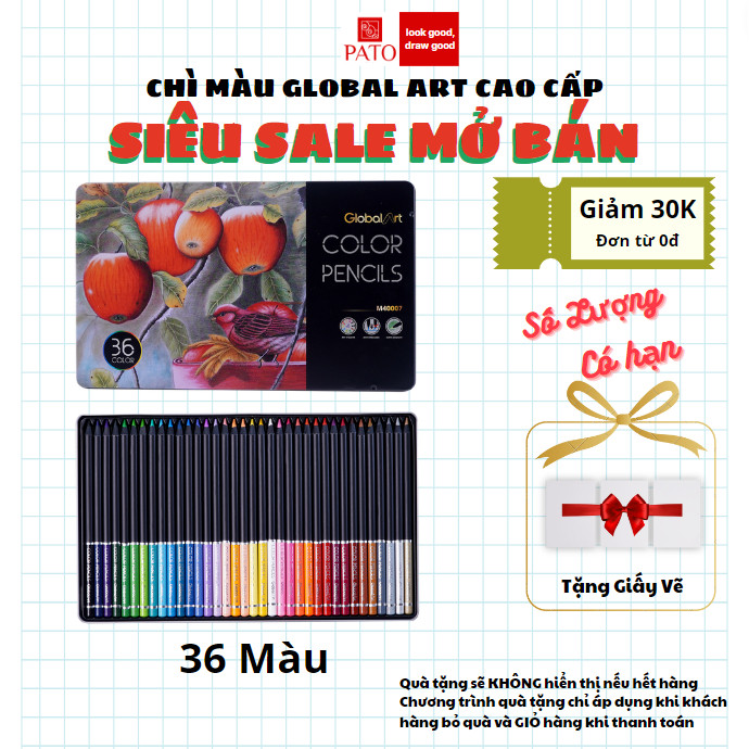 

Pensil Warna Kotak Timah Premium Global Art 36 Warna Gelap Halus Desain Sketsa Pewarnaan M40007 |d4VxKY7M|