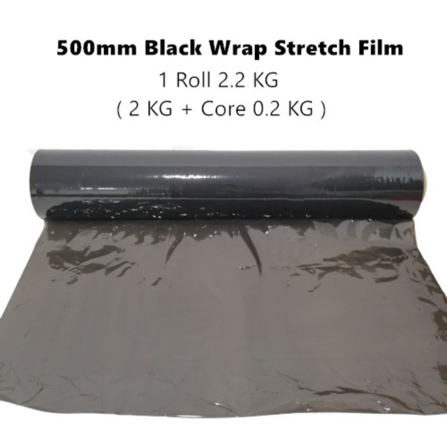 

Bahan Film Peregangan Hitam 500mm Bungkus Palet Plastik Kemasan Alat Pengemasan (2,2Kg X 1 Gulungan) |4uS90JHS|