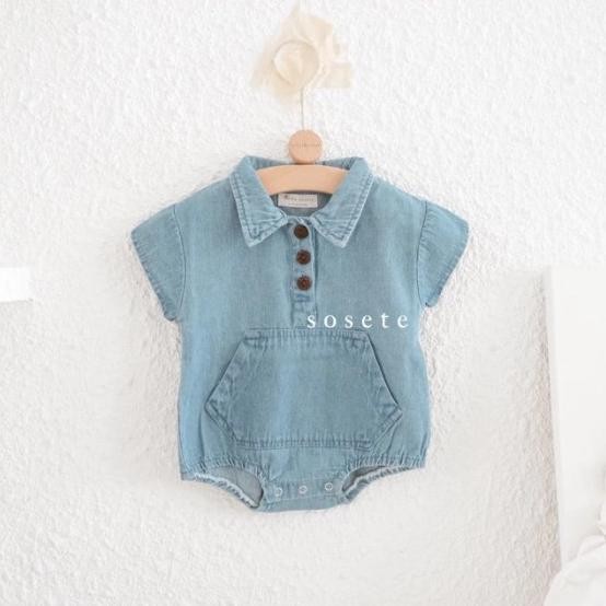 Littlesosete - Jeans Unisex Romper Dan Set Bayi Atasan Dan Bawahan *Romper Bayi Perempuan / Baju New