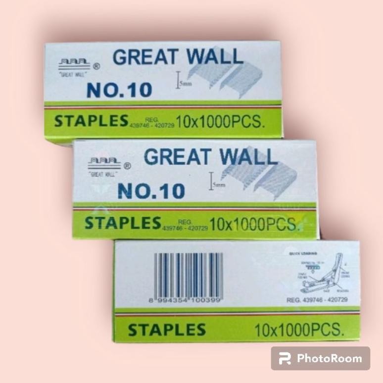 

Terlaris Isi Staples Kecil Great Wall (Nomer 10) 10X1000 Pcs Untuk Stapler Hd-10 Terlaris