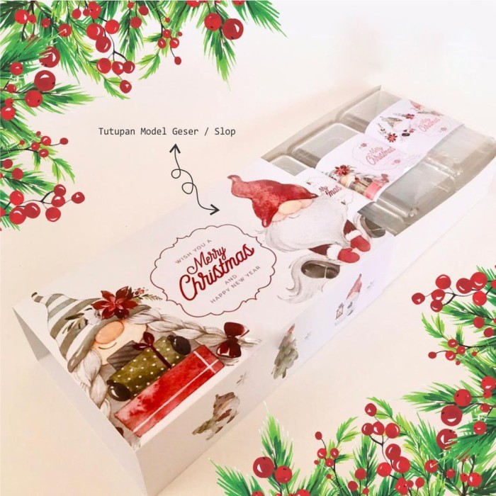 

box toples tema christmas natal bungkus kemasan ukuran 25 x 15 x 7 cm