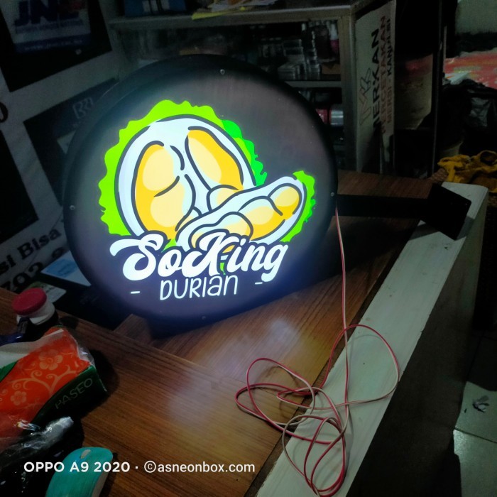 

neon box bulat 40cm 2 sisi