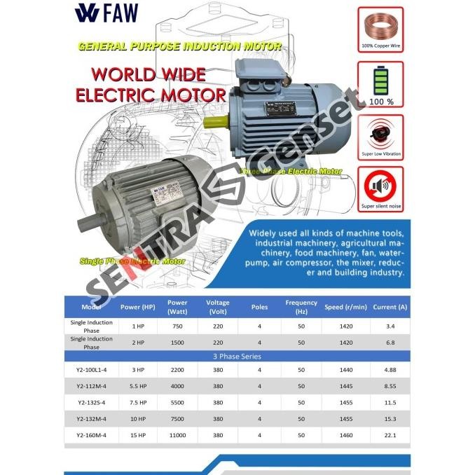 Diskon Dinamo 2 Hp 1 Phase. Elektromotor 2 Hp 1 Phase. Faw. Full Tembaga