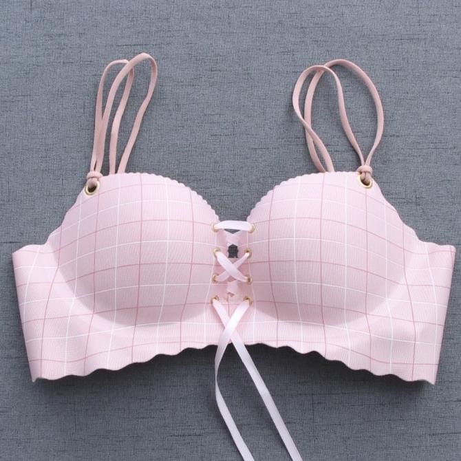 A008 / Bra Seamless Push Up Tanpa Kawat / Bh / Anti Nyeplak - Pink,32
