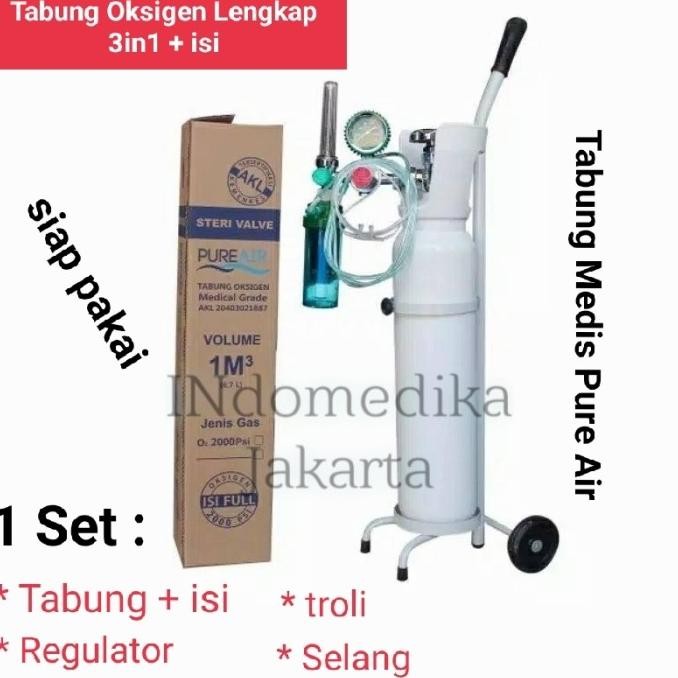 tabung Oksigen 1m3 Lengkap / Tabung Medis / Tabung set oksigen 3in1