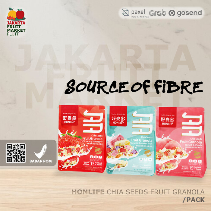 

HONLIFE CHIA SEEDS FRUIT GRANOLA ALL / yogurt peach assorted strawberrry cranberry sarapan