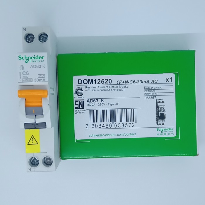 Terlaris Elcb Rcbo Slim Schneider 1P 6A