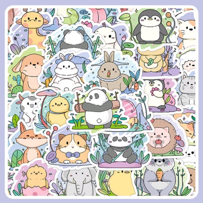 

sticker lucu motif hewan nature kawaii kartun tahan air hp laptop