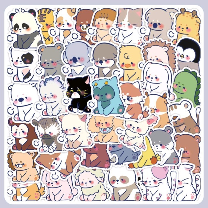

sticker motif hewan kebun binatang macan gajah tupai dino zoo lucu kartun lucu fashion dekorasi hiasan untuk hp/tablet/laptop/mobil/helm/jurnal anti air waterproof