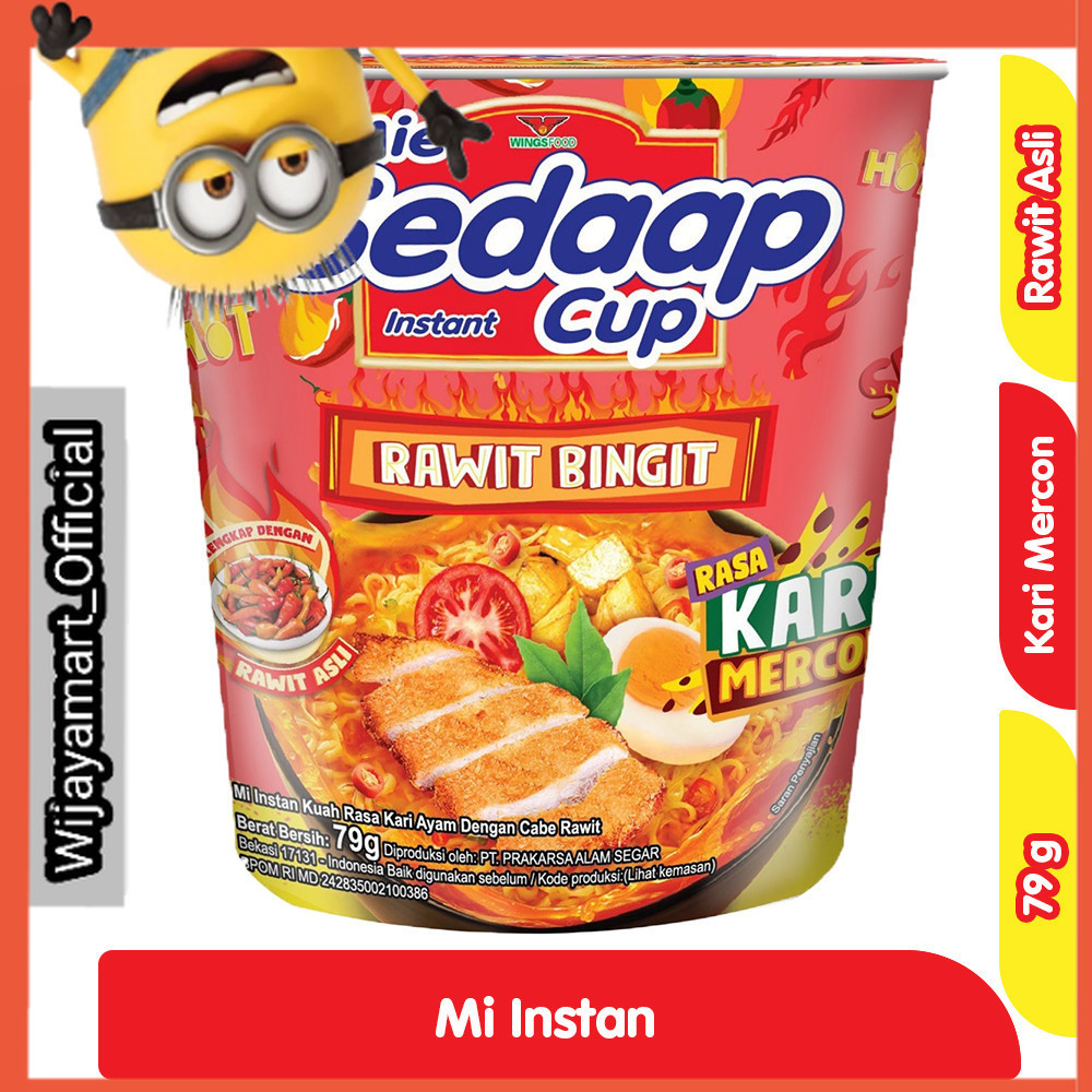 

Sedaap Mi Instan Cup Rawit Bingit Kari Mercon 79 g