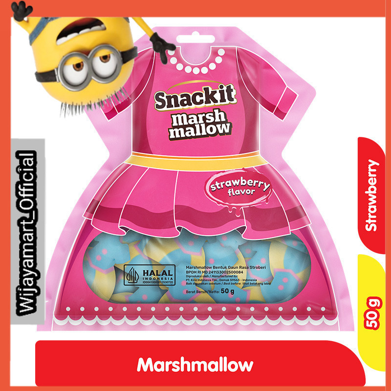 

Snackit Marshmallow Bentuk Gaun Strawberry 50 g