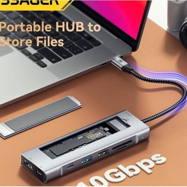 Essager Usb C Hub 8 In 1 Splitter Pd 100W To Hd Ssd Cro Sd