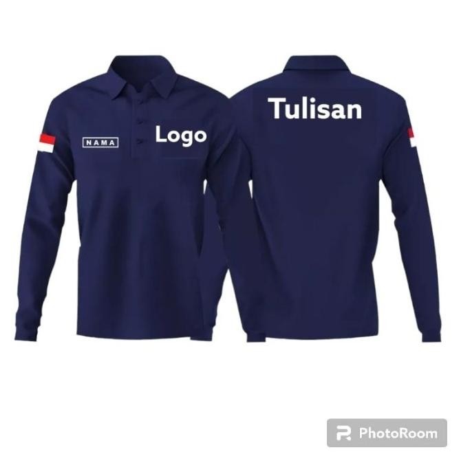 KAOS POLO SHIRT TSHIRT BAJU KERAH DISTRO LENGAN PANJANG SABLON BORDIR DESIGN LOGO SENDIRI NAMA TULIS