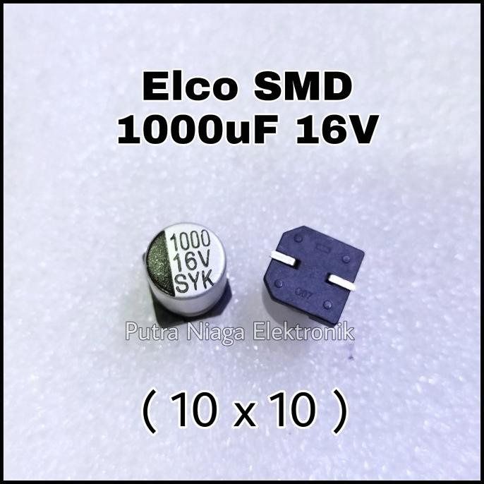 Terbaru Elco SMD 1000uF 16V Alumunium 1000 uF 16Volt Aluminum Kapasitor 10x10 putr4n Murah