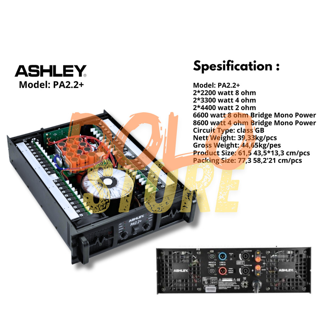 ORIGINAL ASHLEY PROFESSIONAL POWER AMPLIFIER ASHLEY PA2.2+