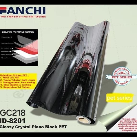 

TERBARU - Sticker FANCHI GC218 ID-8201 Glossy Crystal Piano Black PET 152cm /mtr