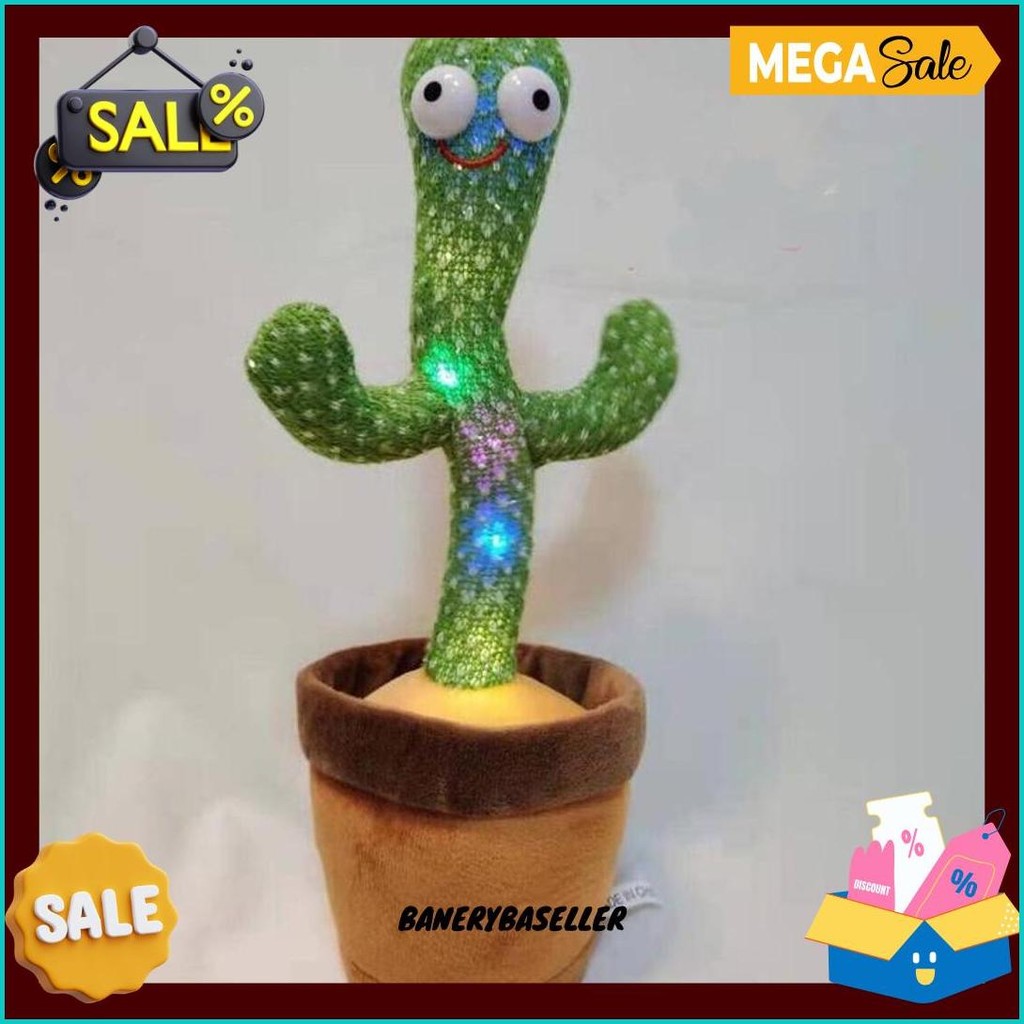 << Jenius >> Boneka Kaktus Goyang Lampu Dan Berbicara / Boneka Kaktus Joget / Kaktus Goyang / Kaktus