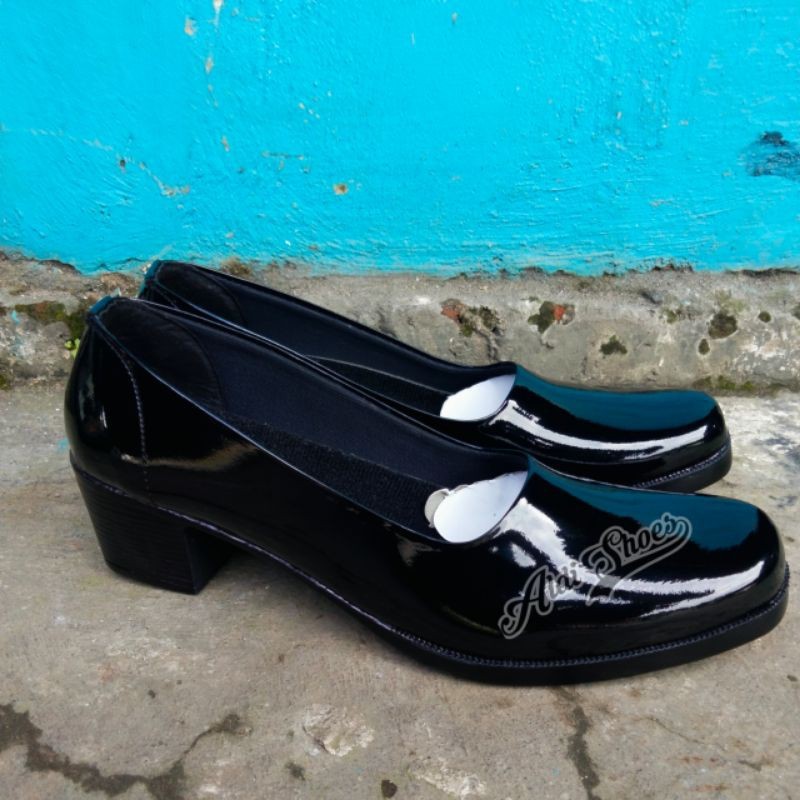 Pantofel Wanita SEPATU PANTOFEL WANITA KERJA HITAM HAK (5 CM, 7 CM 3 CM)