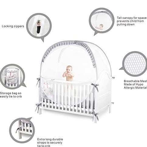 ZXPLO Baby Safety Crib Tent Infant Pop up Mosquito Net(Gray)