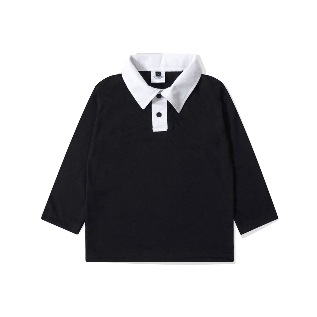 HEYNAKIDS Polo Rugby Shirt POLOS Black & white l Kaos Anak | POLO RUGBY POLOS
