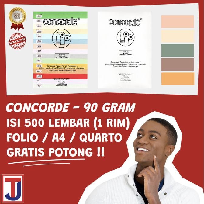 

TERMURAH - KERTAS CONCORDE ISI 500 LEMBAR (1 RIM) FOLIO F4/ A4/ QUARTO 90 GRAM