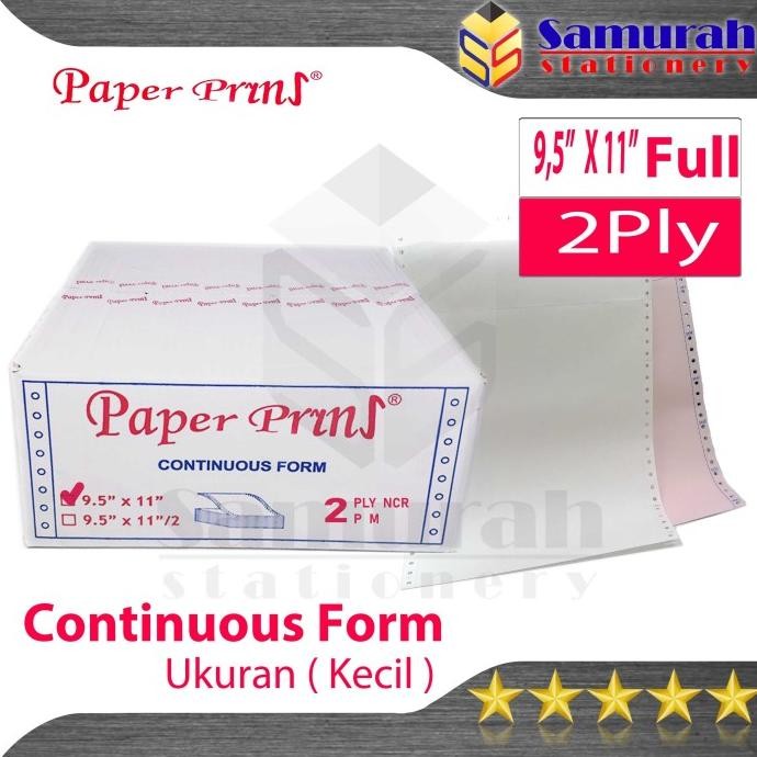 

TERMURAH - Kertas Continuous Form Paper Prins 9,5 x 11 full Atau Bagi 2 / K 2 Ply