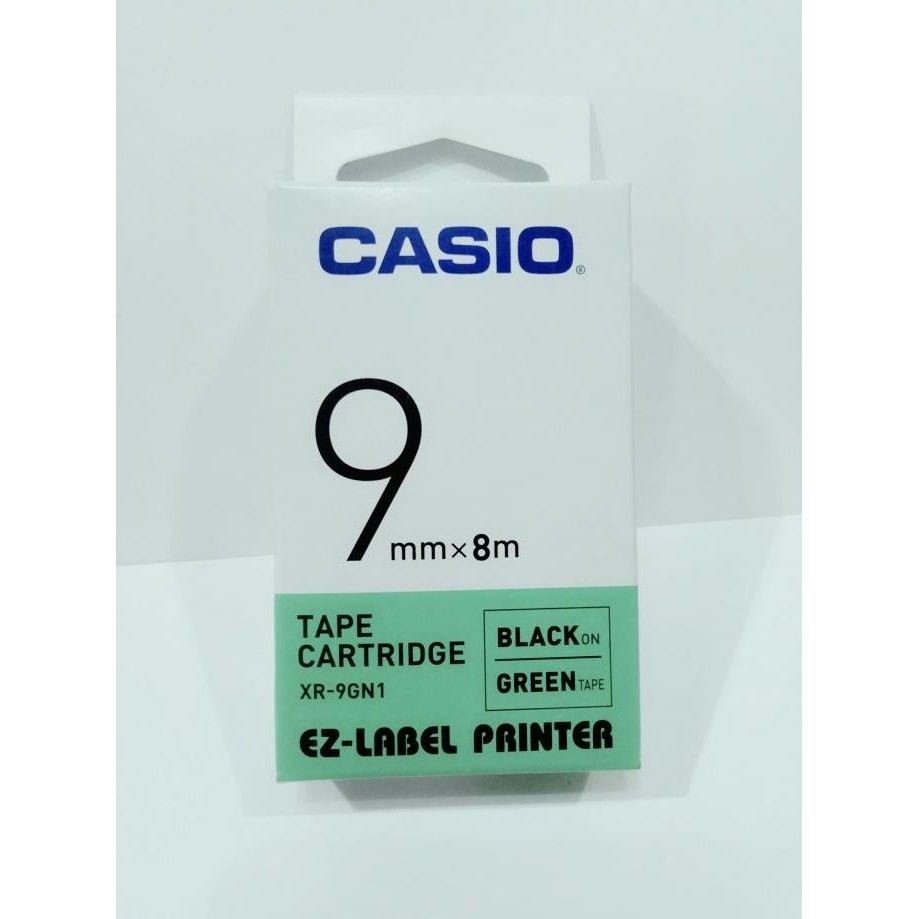 

NEW Casio ez-label printer tape cartridge, 9mm tipe xr-9gn1 warna hijau
