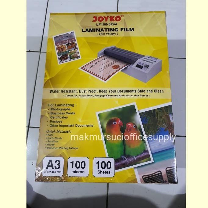 

BEBAS ONGKIR - plastik plastic laminating joyko A3 100 micron