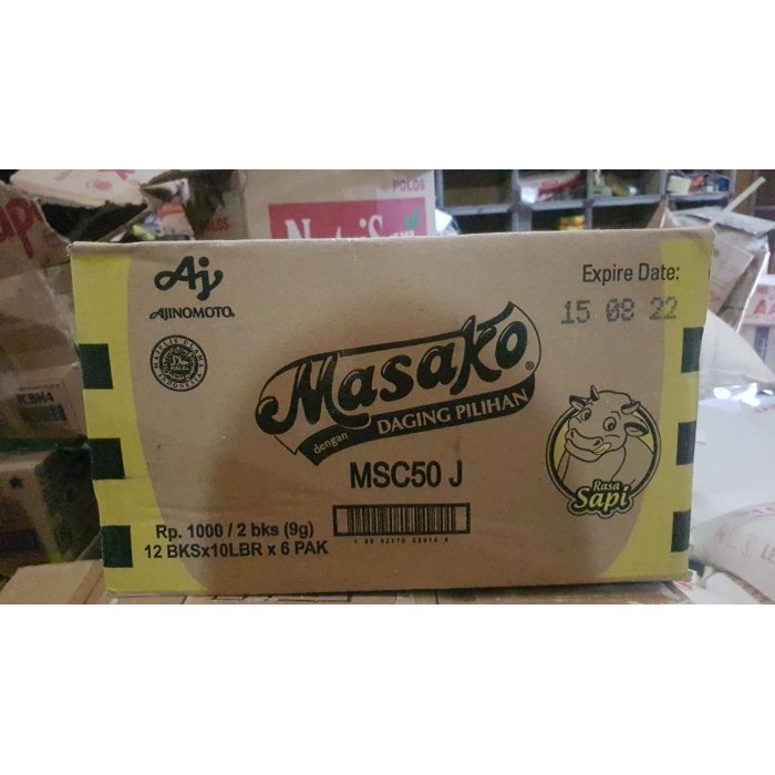 

Masako rasa sapi ayam isi 10 pak x 6 lembar x 12 bks