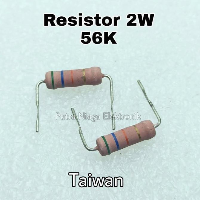 Resistor 56K 2W Taiwan 56Kohm 2Watt 56 K 2 Watt putr4n Berkualitas
