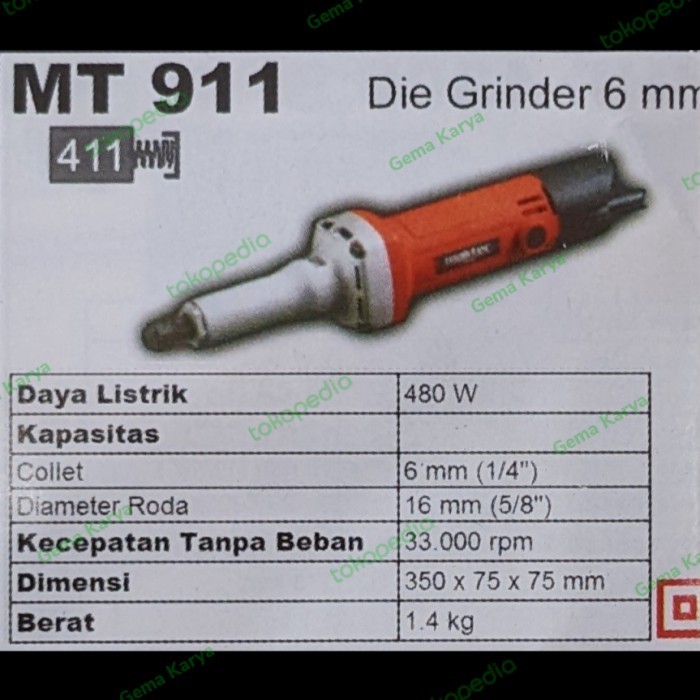 *Cuci Gudang* Maktec Mesin Die Grinder 6Mm Mt911 / Mt 911 Terbaru