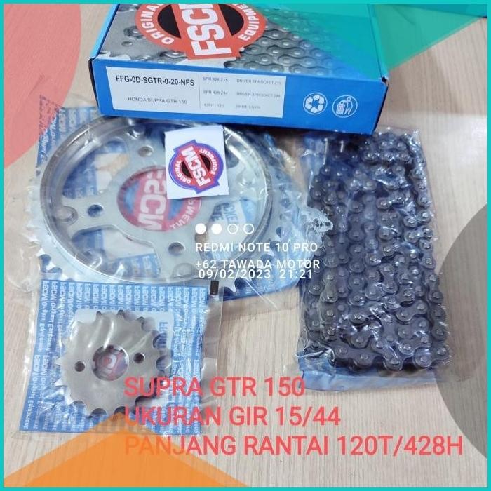 GIR SET HONDA SUPRA GTR 150 MERK FSCM 15/44 RANTAI 120T-428H 140BZ4 t