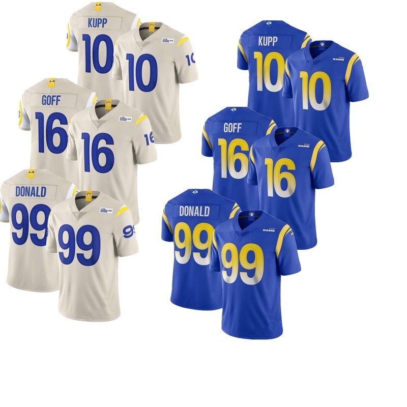 Jersey sepak bola NFL Legendaris Pria Rams #10 Kupp 99 Donald 16 Goff Jersey |D885E7BA|