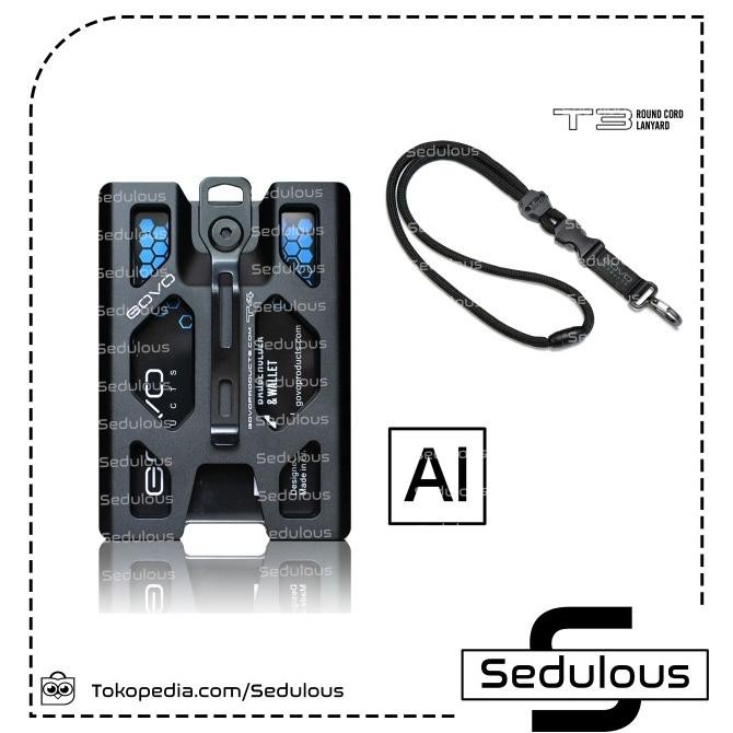 

TERMURAH - Bundle GoVo Badge ID Card Holder Aluminum + T3 Lanyard