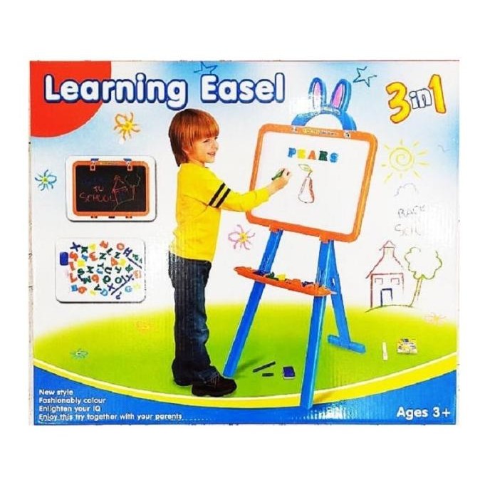 

MAINAN ANAK LEARNING EASEL 3 IN 1 PAPAN TULIS MAGNET BLACK WHITE BOARD ASLI