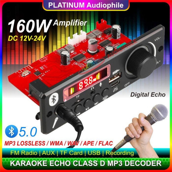 Terlaris Modul Mp3 Bluetooth Karaoke Microphone Echo Class D Amplifier 160W