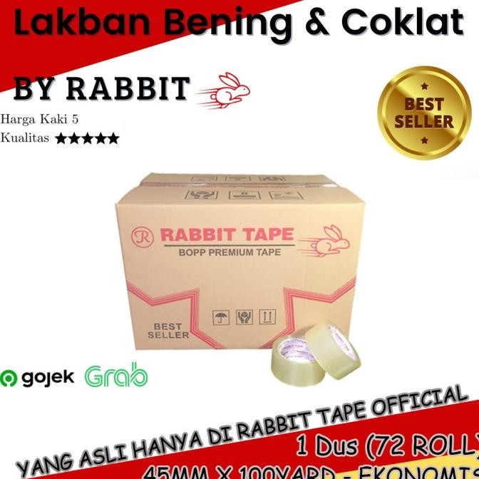 

TERMURAH - Lakban Bening/Cokelat [KHUSUS GOJEK] RABBIT TAPE Ekonomis 2" x 100 Yard