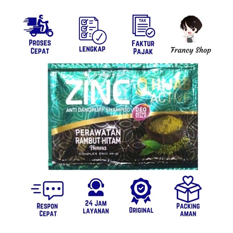 Zinc Perawatan Rambut Hitam Hijab Shampo Sachet 10 ml