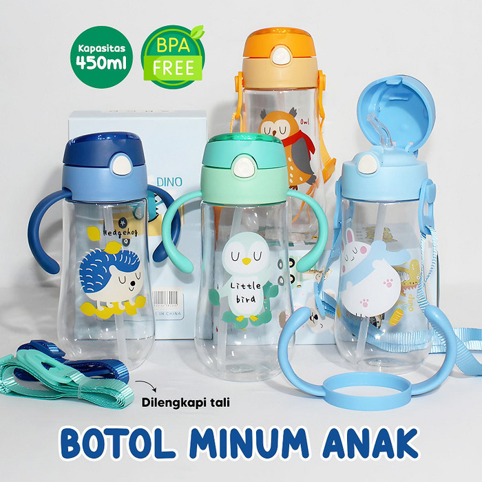 Miisoo Botol Minum Anak Sedotan Pegangan Karakter Lucu Botolanak 450Ml