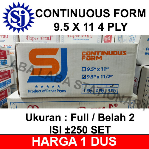 

Kertas Continuous Form 4 Ply 9.5 X 11 Sj Paper Print A4 / Rangkap Terbaru